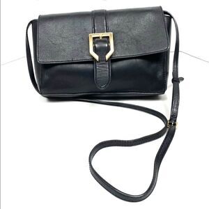 Cole Haan Buckle Black Leather Small Crossbody Bag